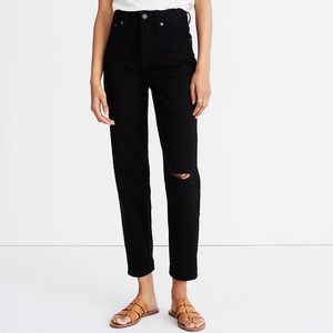 NWT madewell perfect vintage jean black knee slit